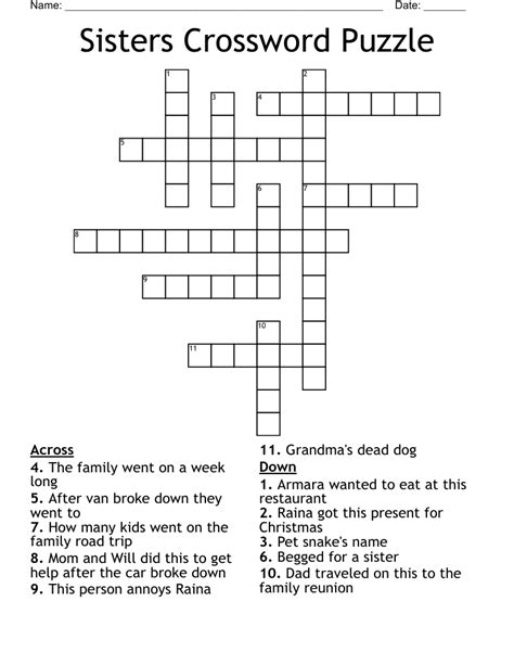 sister to be say crossword clue